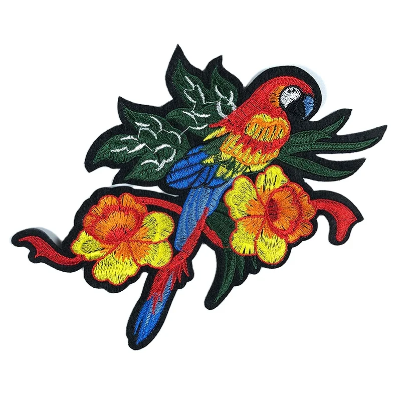 Parrot Fine Embroidery large patch sewing supplies Clothing holes repair decoration can be ironed hot transfer