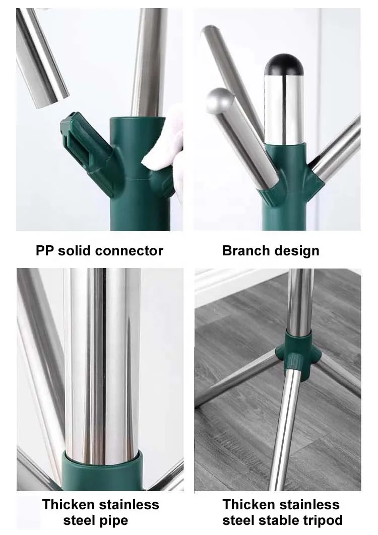 European Style Floor Metal Free Stand Cloth Rack Hanger 170 Drying Garment Hat Hall Tree Storage Organizer Hangers