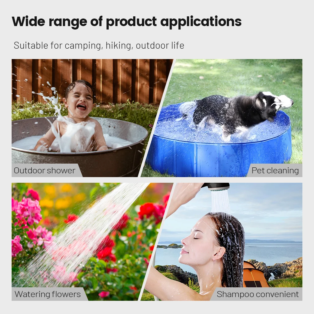 2023 portable 12v rechargeable camping out door shower auto bag hot water 20l 18l rechargeable stand kit pressure accessories