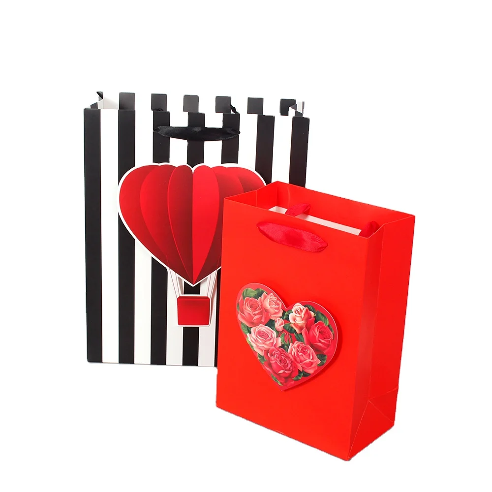 Christmas gift packaging eco custom logo printed shopping handle black white stripe Art Cardboard Paper Bags for gift clothes