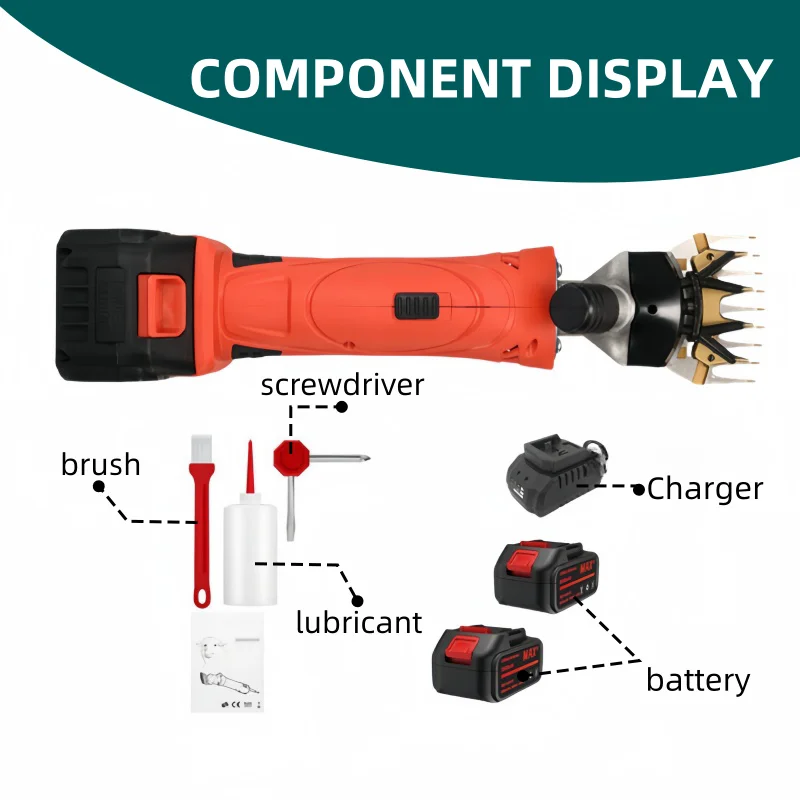 Black Red Blue Sheep Shear Clipper with 2 Lithium Battery Sheep Shearing Machine Electric Sheep Wool Cutter