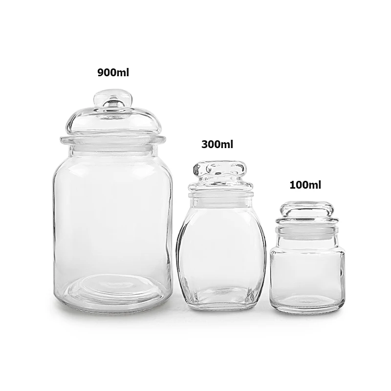 Food Glass Storage Container  Glass Bottle 400Ml Three Floors Storage Glass Jar With Candy For Kitchen Storage