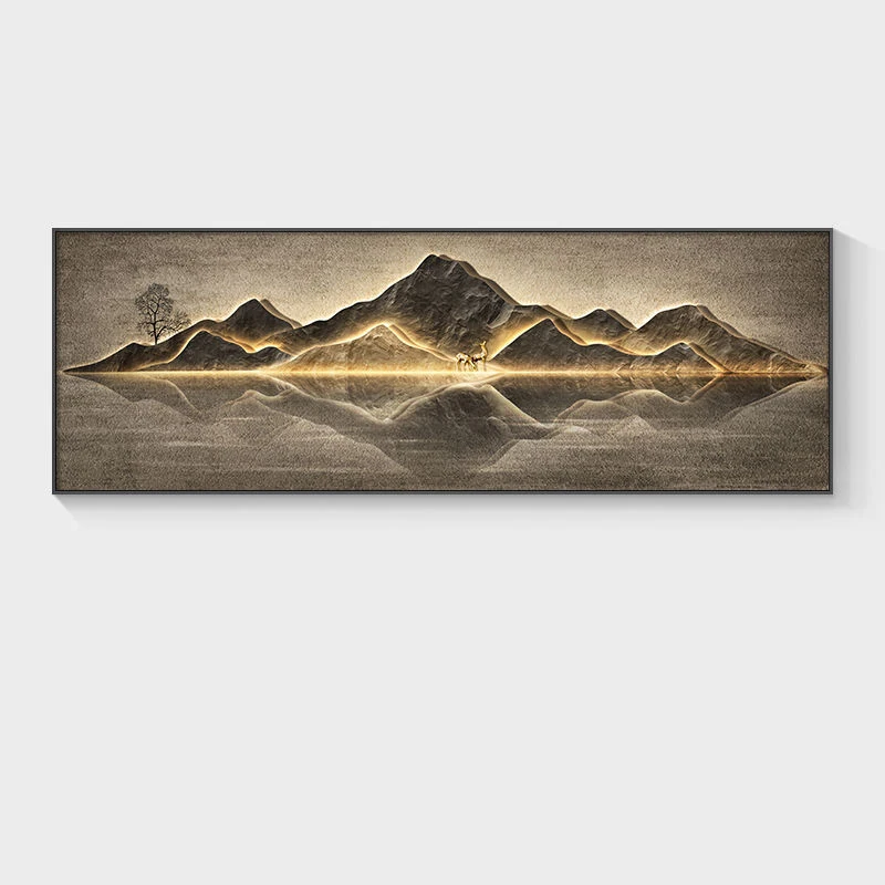 2024 Luxury Art Hanging Living Room Hotel Wall Canvas Horizontal Landscape Decorative Painting With Led Light