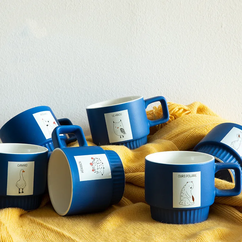 French ceramic animal coffee cup breakfast milk afternoon tea cup cute and high-end tabletop decoration
