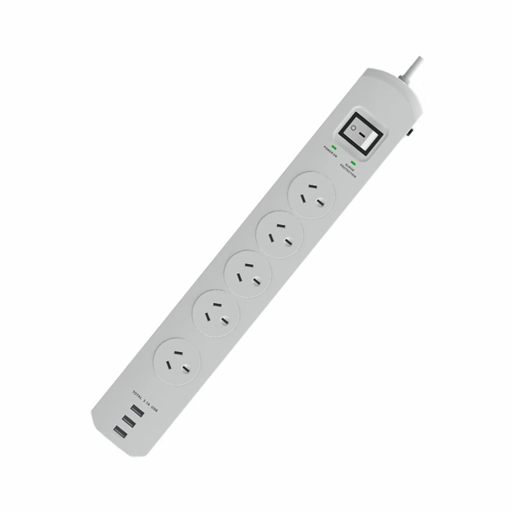 Умная плата питания с заземлением 3 usb 5 точек 240 в 10 А одобренная SAA защитой от