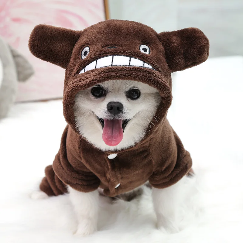New pet dog clothes warm coat with hood cute animal chinchilla bag