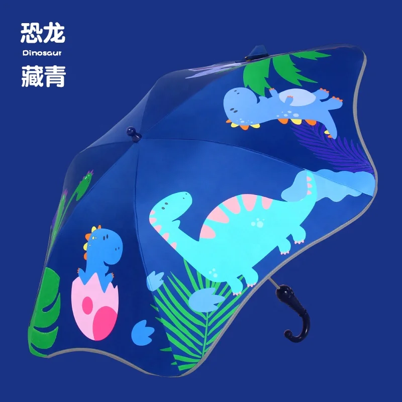 Safety Round Corner Cartoon Pikachu Cute Kids Umbrella Student Baby Kindergarten Girl Boy Long Handle Ice Cream Handle Umbrella