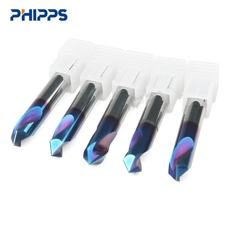 HRC 65 two flute 6mm CNC milling tools NC spot drill metal cutting tungsten carbide drill bits for metal drilling