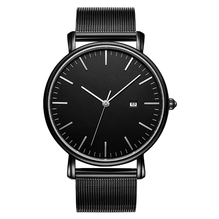 Новый простой дизайн, китайский производитель часов, водонепроницаемые часы из нержавеющей стали с сетчатым ремешком, индивидуальная торговая марка, модные часы