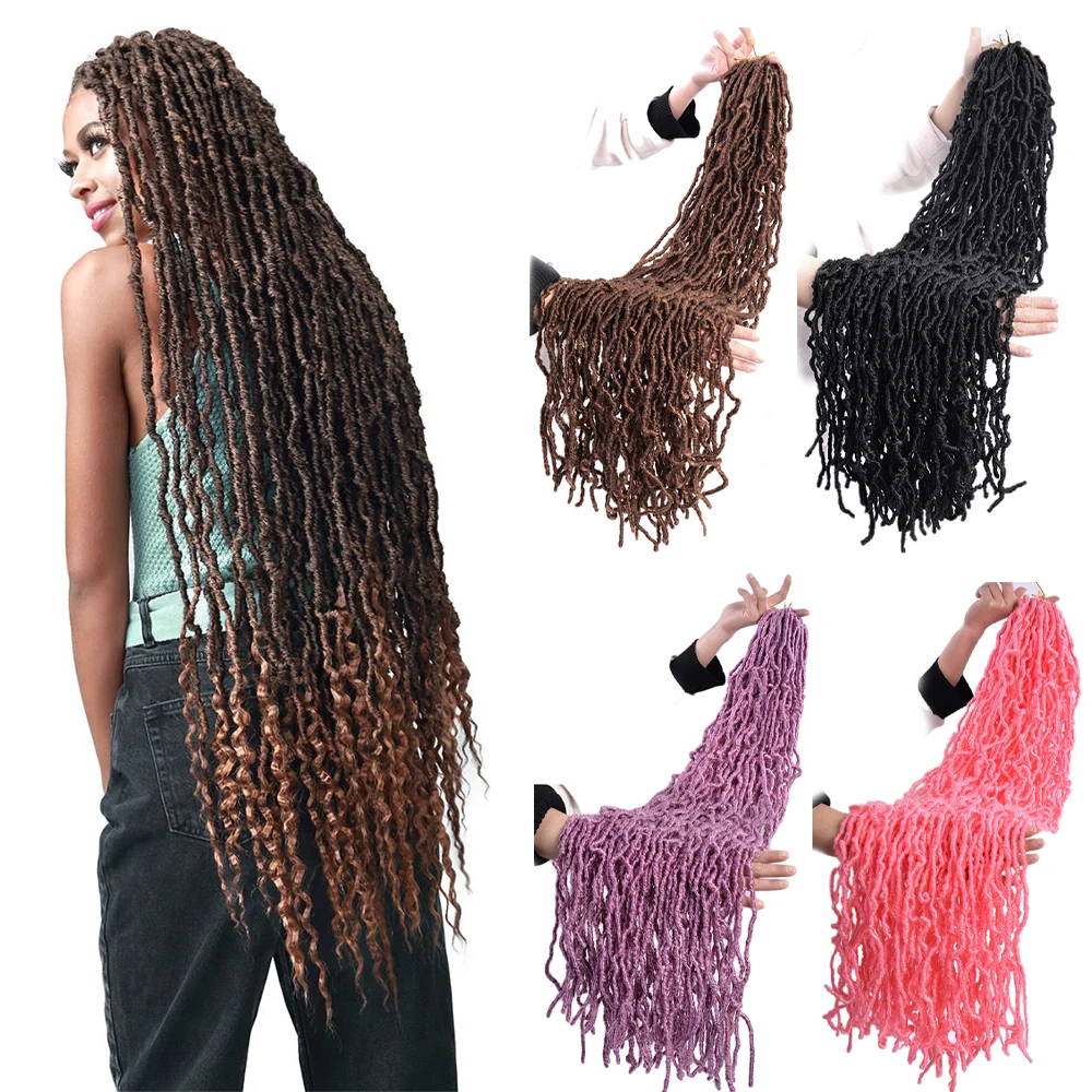 Wholesale 36 Inch Pre-Loope Bobbi Goddess Faux Locs Arfo Ombre Nu Soft Locs Synthetic Crochet Braiding Hair Extensions For Women