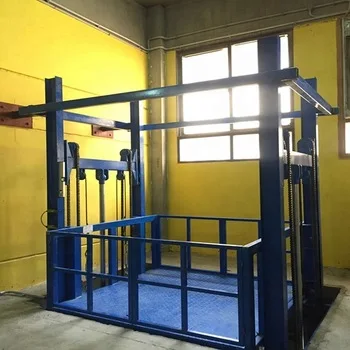 El Salvador 10Tons Hydraulic Guide Rail Warehouse Electric Vertical Cage Cargo Goods Lift with Low Cost