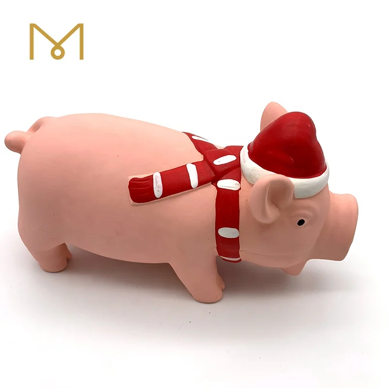 soft squeaky  latex rubber durable christmas pig dog puppy cat pig interactive pet toys manufacturer