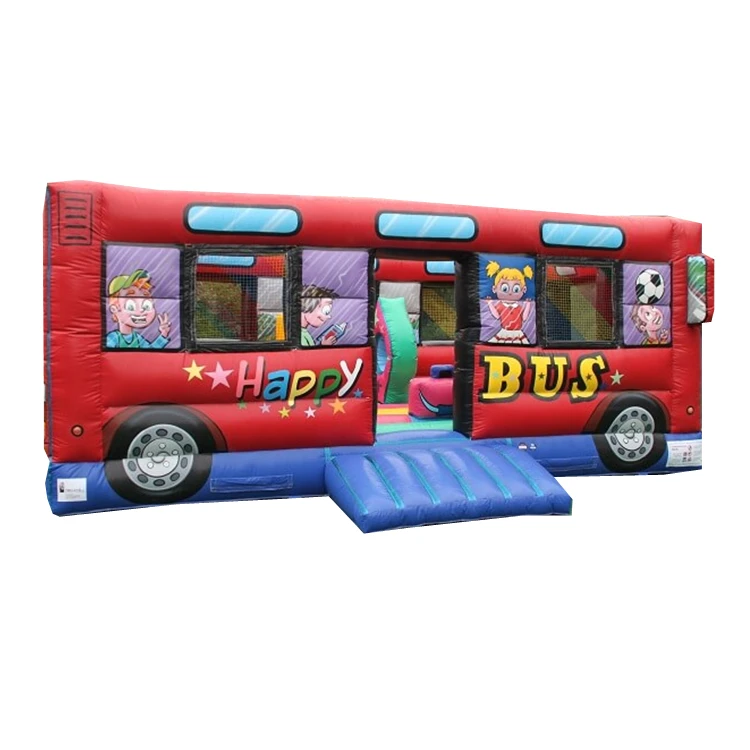 
New arrival inflatable school bus bouncy house jumping castle for kids outdoor play game 
