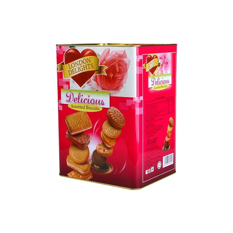 Biscuit Tin Packing Chocolate Vanilla Mix Assorted Cookies Sandwich Biscuit 4 Shapes