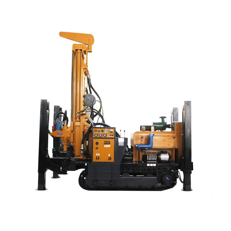 300 meters air comprerssor and mud pump Bore hole drilling machine Crawler mounted water well drilling machine