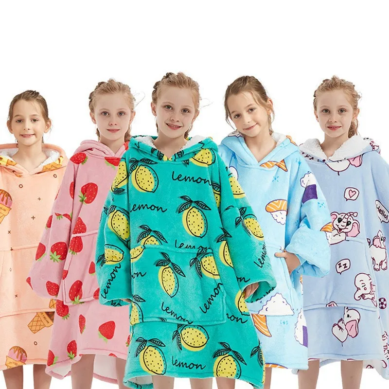 Bedsure Wearable Blanket Hoodie With Sleeves Original Children Kids Toddler Designs Custom Available Winter Sweatshirt