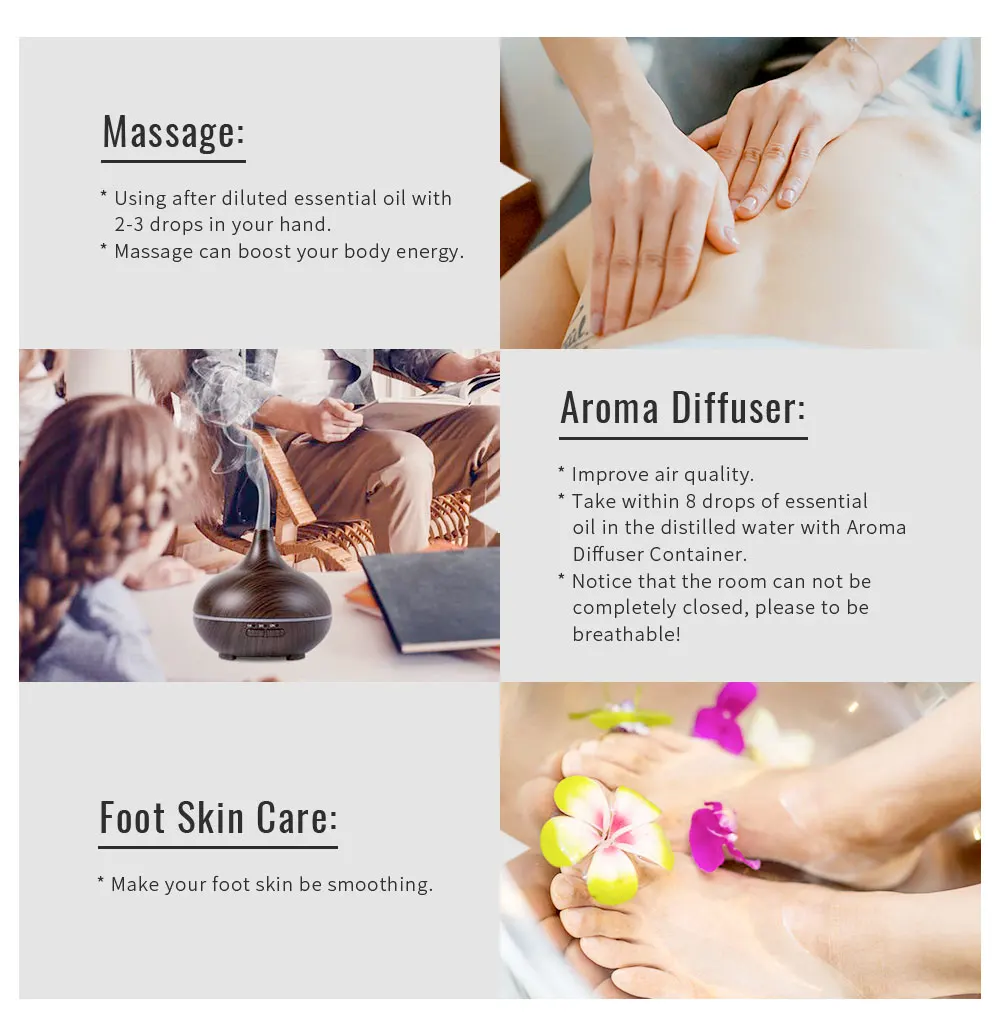 Custom Wholesale Water Soluble Essential Oil Gift Set Lavender Lemon Fragrance Essential Oil Humidifier Difuser Essential Oils