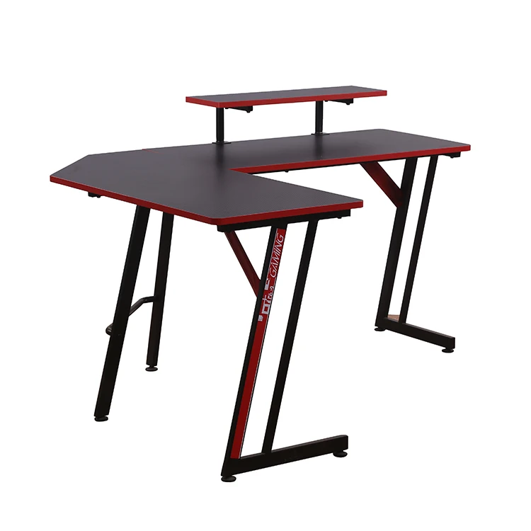 Free Sample Escritorio Bureau De Gamer Pc Antique White Curved Adjustable Gaming Tables Computer Gaming Desk