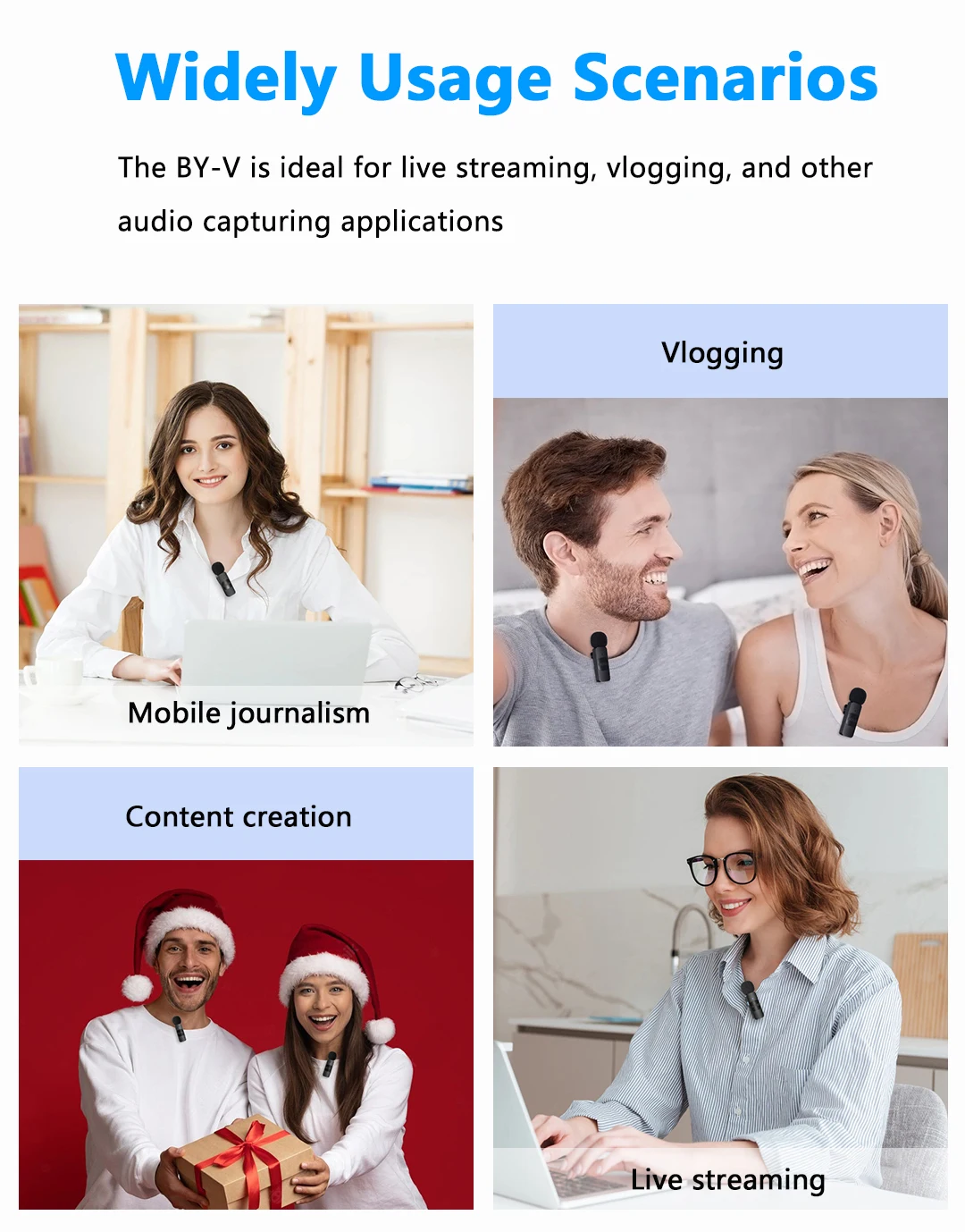 BOYA BY-V2 Video Recording Interview Live Streaming Cancellation Omnidirectional Wireless Lavalier Microphone for iPhone iPad