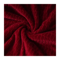 Jacquard Fleece Fabric Chemical Fiber Solid Color Manufacturer Selling Stretch Home Textile RED Knitted Spandex / Polyester