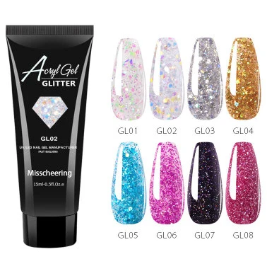 JSM 15ml Glitter Quick Building Finger Extension Poly Acryl Gel Nail Camouflage LED Hard Builder Gel