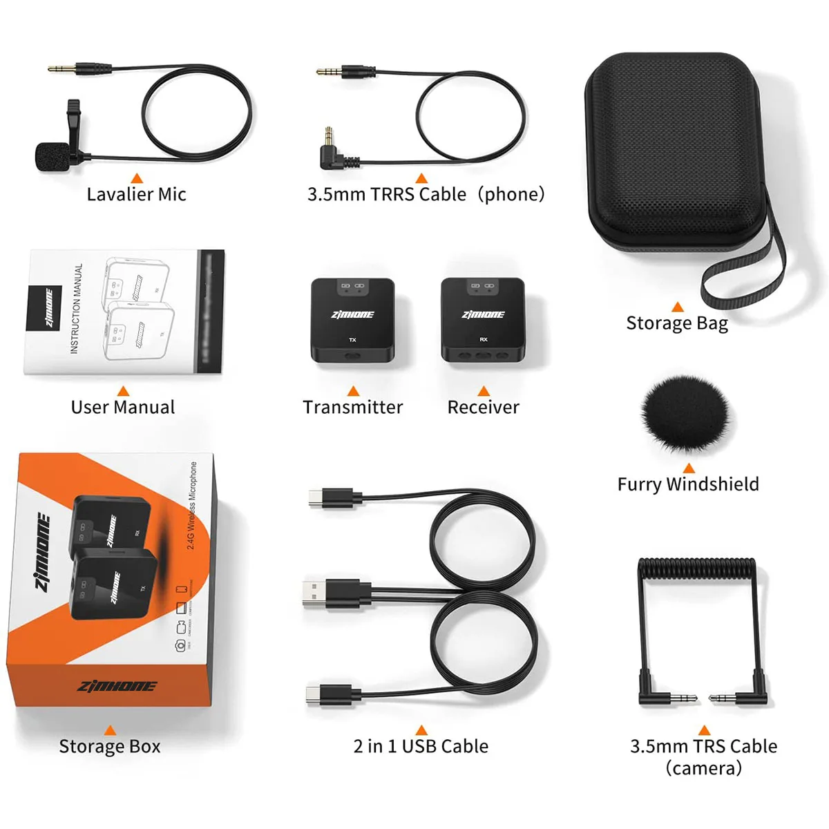 2.4G Wireless Lavalier Microphone Dslr Camera Video  Mini Clip On Microphone Wireless