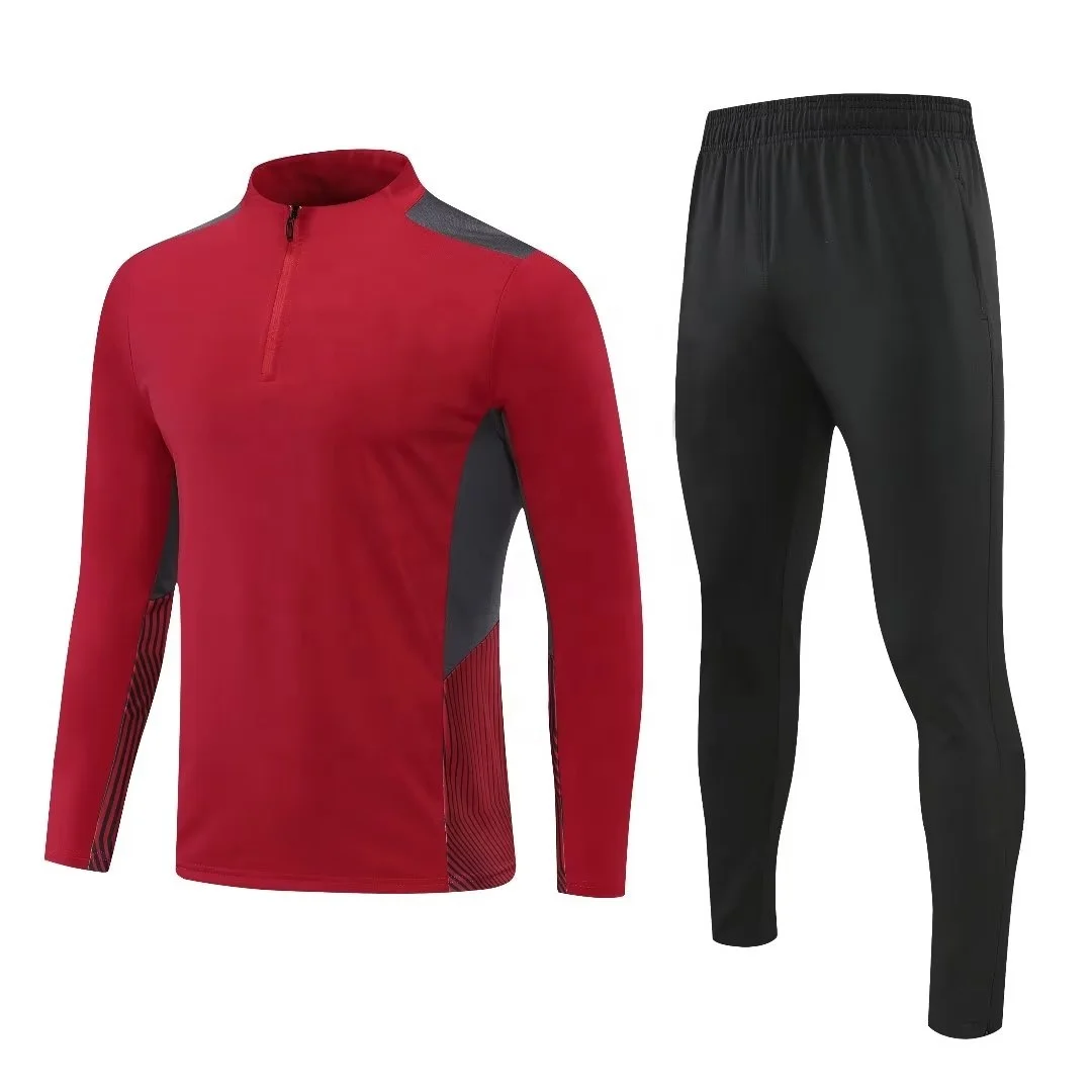 2022 Custom Logo  Warm Up Football Tracksuit Half Zip Sportswear for Kids and Men