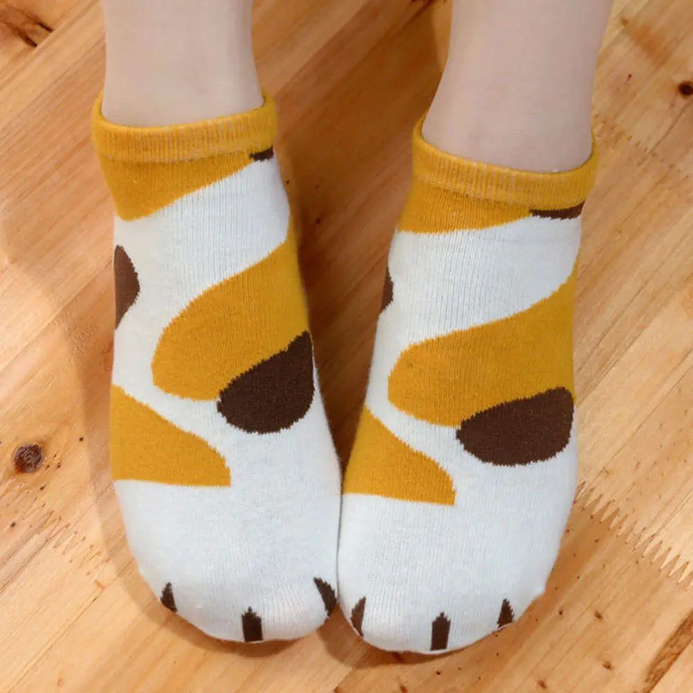 
New Autumn Cotton Jacquard kawaii Cats Paw Socks Woman Girls Lovely Cartoon Animal Ankle Sock Ukraine Funny Striped Short Socks 