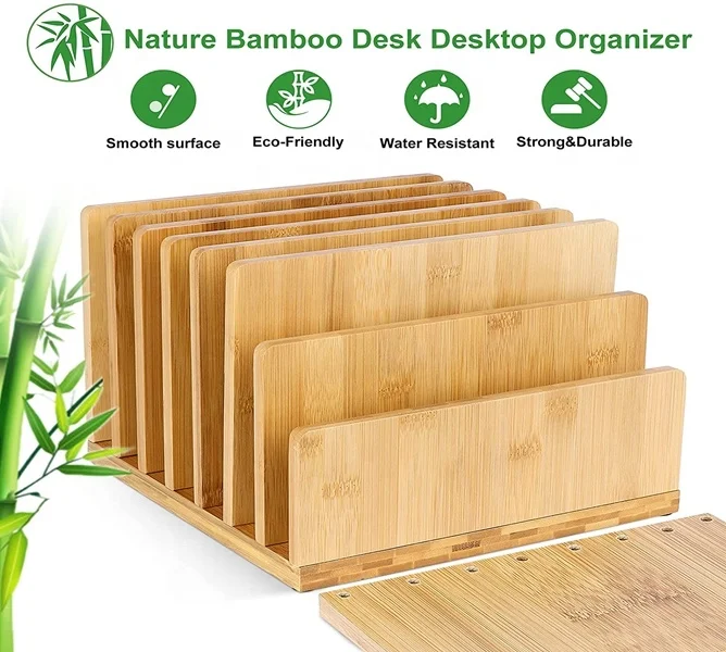 Настольный органайзер для офиса, бамбуковый органайзер для хранения документов и писем