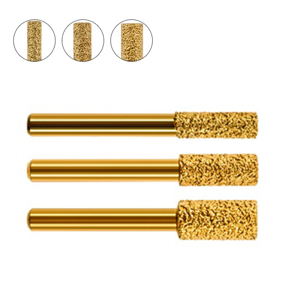Vacuum Brazed Diamond Burring Head Grinding Bit Cylinder Type Filing Tools For Stone Polishing Rotary Tools Accessories