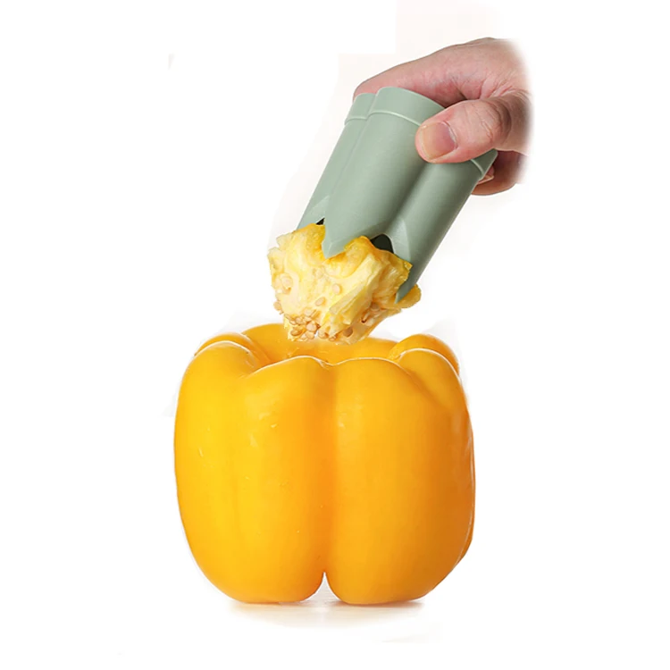 2 In 1 Bell Peppers Seed Core Remover,Handy Fruit Vegetable Quick Corer Tools,Jalapeno Green Pepper Corer Gadgets