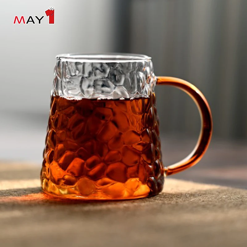 wide bottom creative hammer pattern grain glass water beverage coffee cup