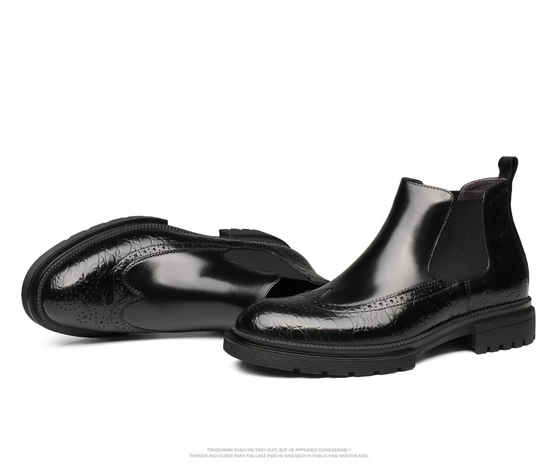 Мужские кожаные ботинки с острыми носками и толстой подошвой, из натуральной кожи, с удобной резиновой подошвой