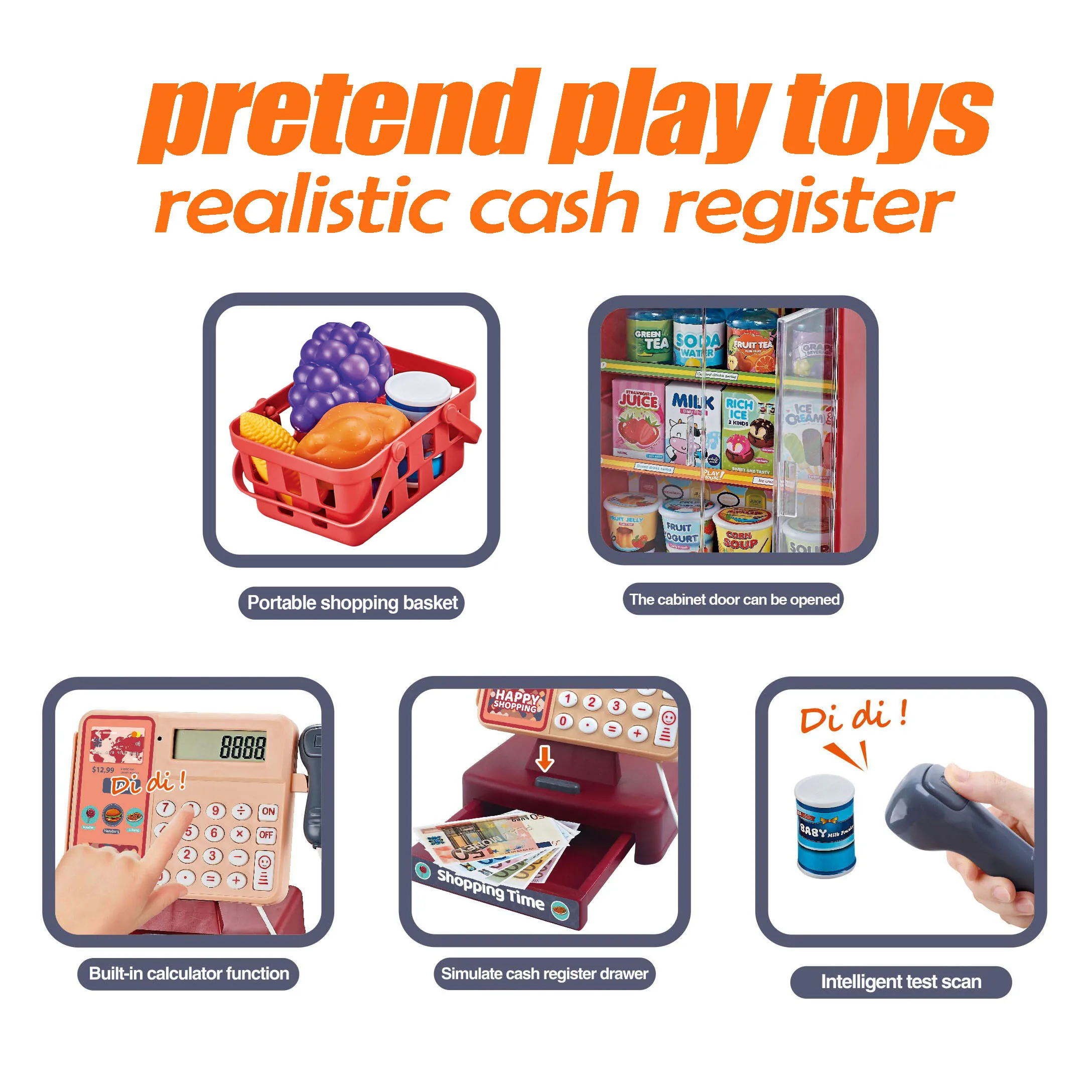 new design pretend play toys Supermarket cash register toy set for kids