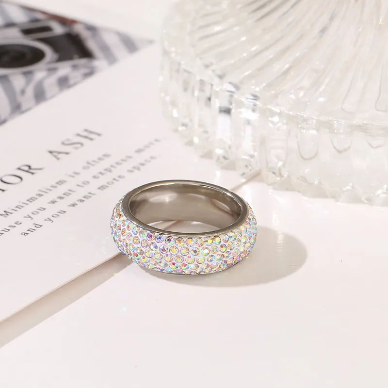 wholesale fashion Stainless Steel ring Gold Plated full diamond ring jewelry for women