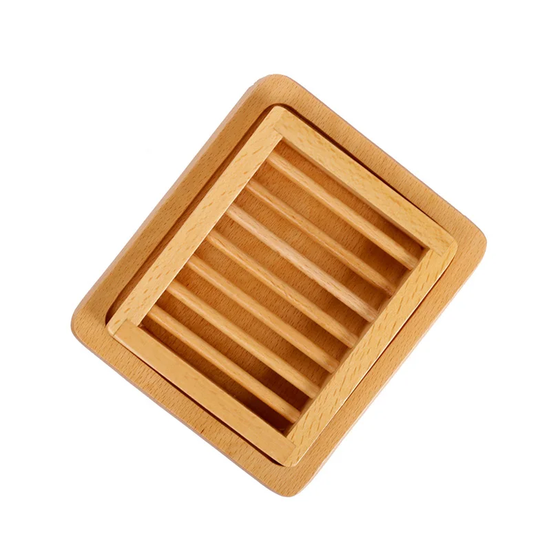 home bamboo wood soap box holder, double layer draining soap box hand craft bathtub shower dish accessories keeps soap dry
