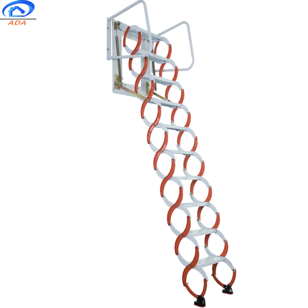Orange Color Patented  Retractable Hanging Escape Telescopic Collapsible Ladder For Roof