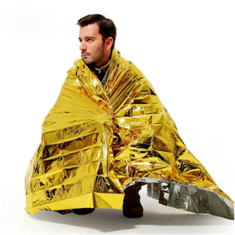 Outdoor waterproof emergency survival and rescue blanket foil hot space first aid silver curtain military blanket R0937