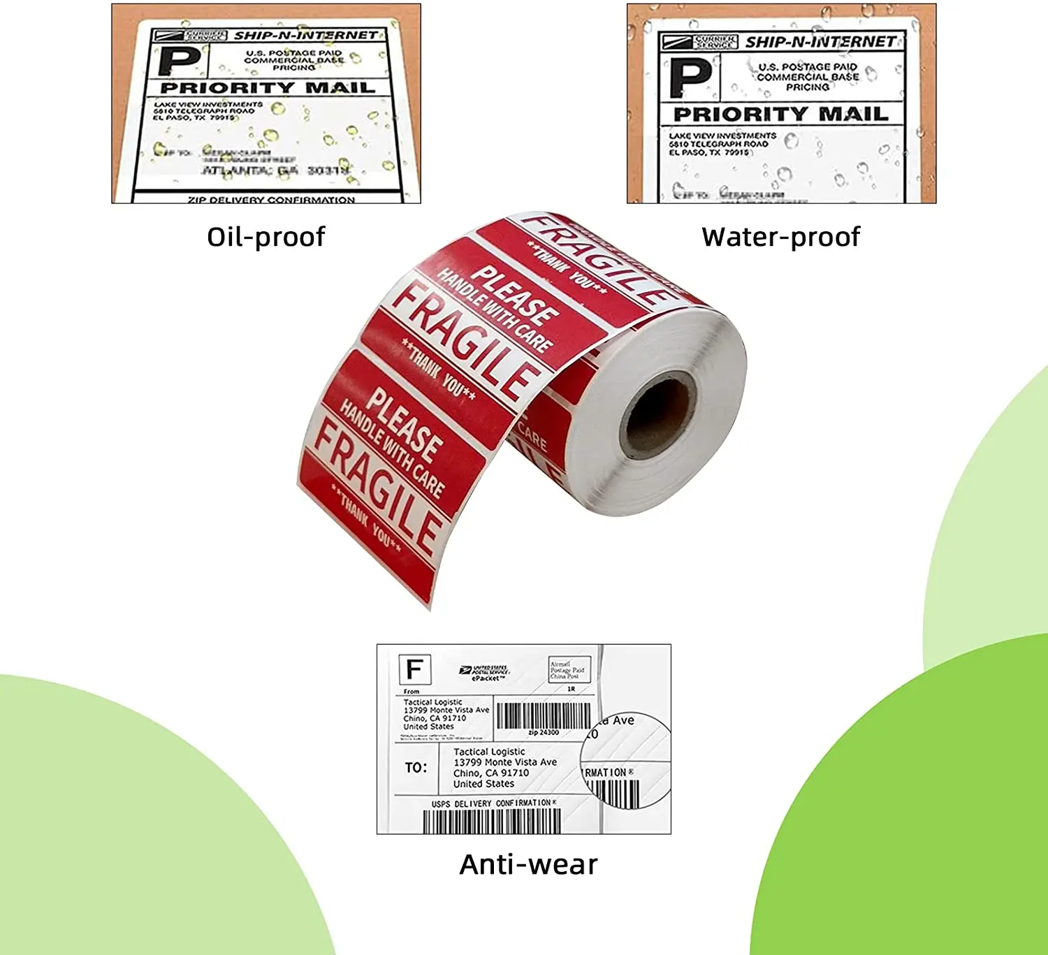 Custom Printed Warning Fragile Tape Adhesive Please Handle with Care Fragile Thank You Warning Packing/Shipping Labels