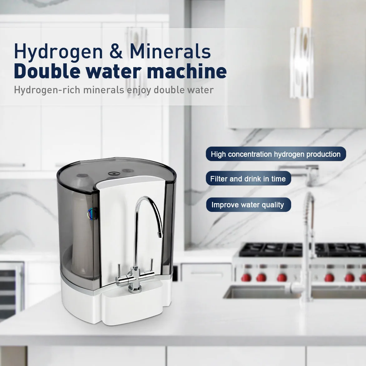 5 stages UF water system hydrogen alkaline water ionizer machine