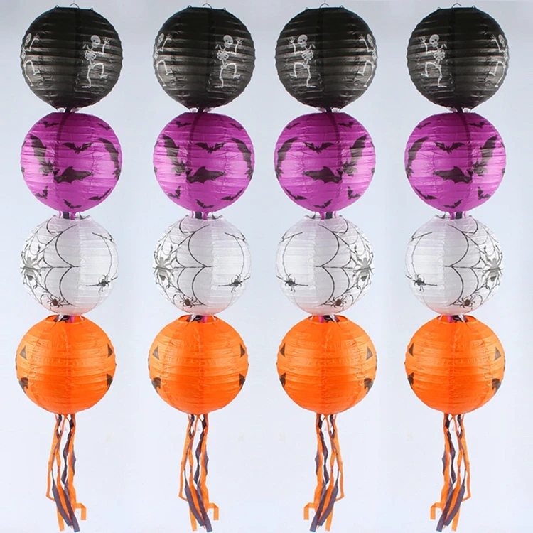 8 inches Hanging Decoration  Halloween Paper Led Lanterns For Party supplies