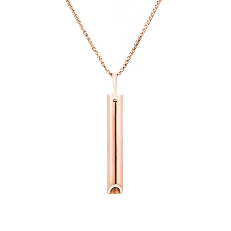 Customized Stainless Steel Breathe work Tool Calming Relief Meditation Stress Anxiety Relief Mindful Breathing Whistle Necklace