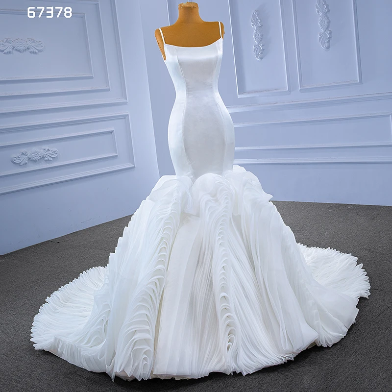 2022 New Simple White Satin Sling Halter Ladies Mermaid Wedding Dress