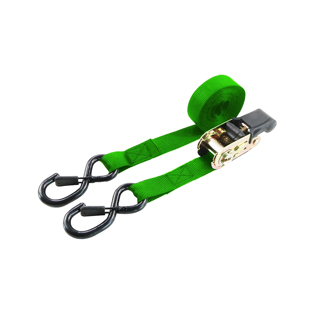 OEM Ratchet tie down strap 25mm ratchet load strap 800kg cargo belt with S Hooks