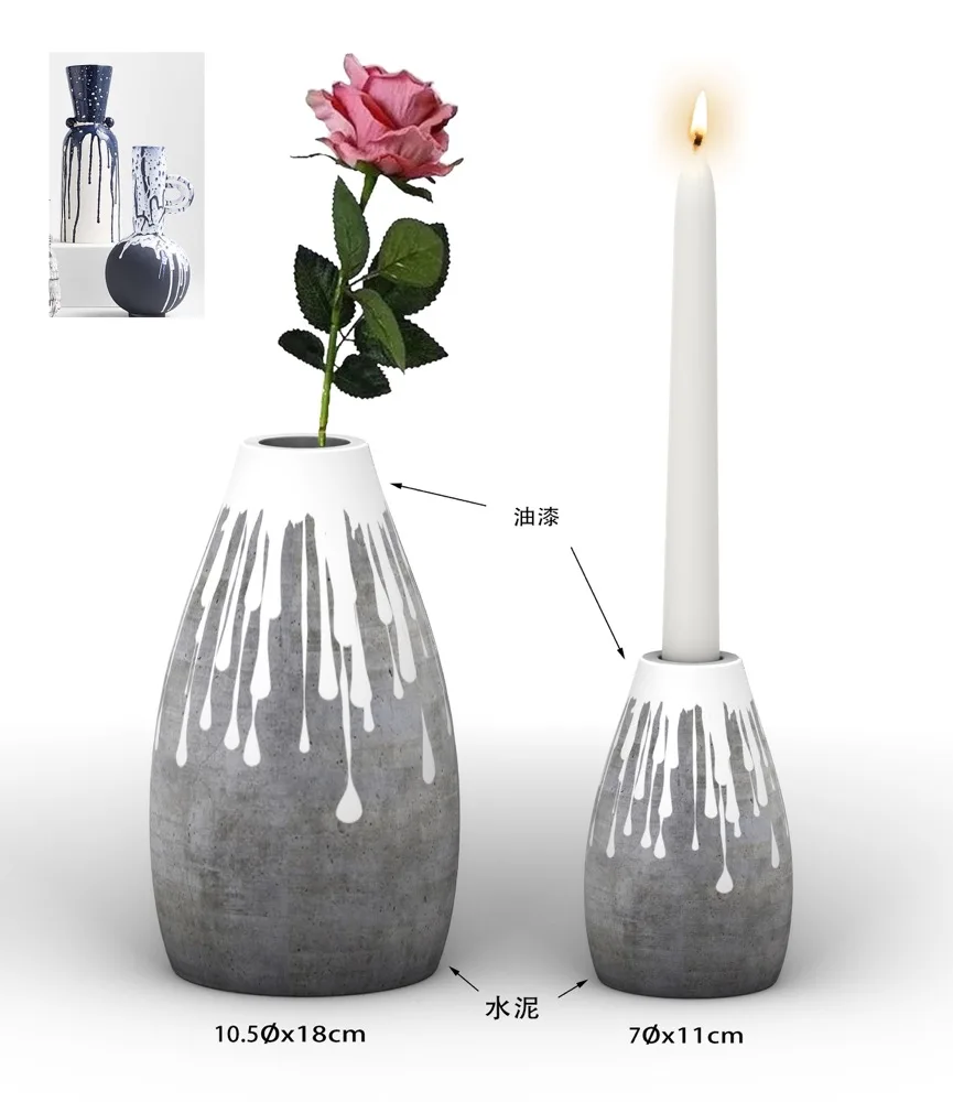 Modern concrete flower pot vase with hand painting home decorations Flower Pots & Planters