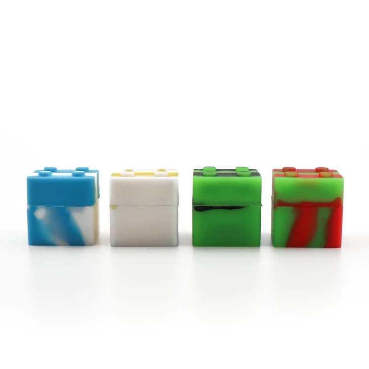 Colorful portable 9ml tetris shape silicone container storage jar non-stick storage dab wax carrying case jar