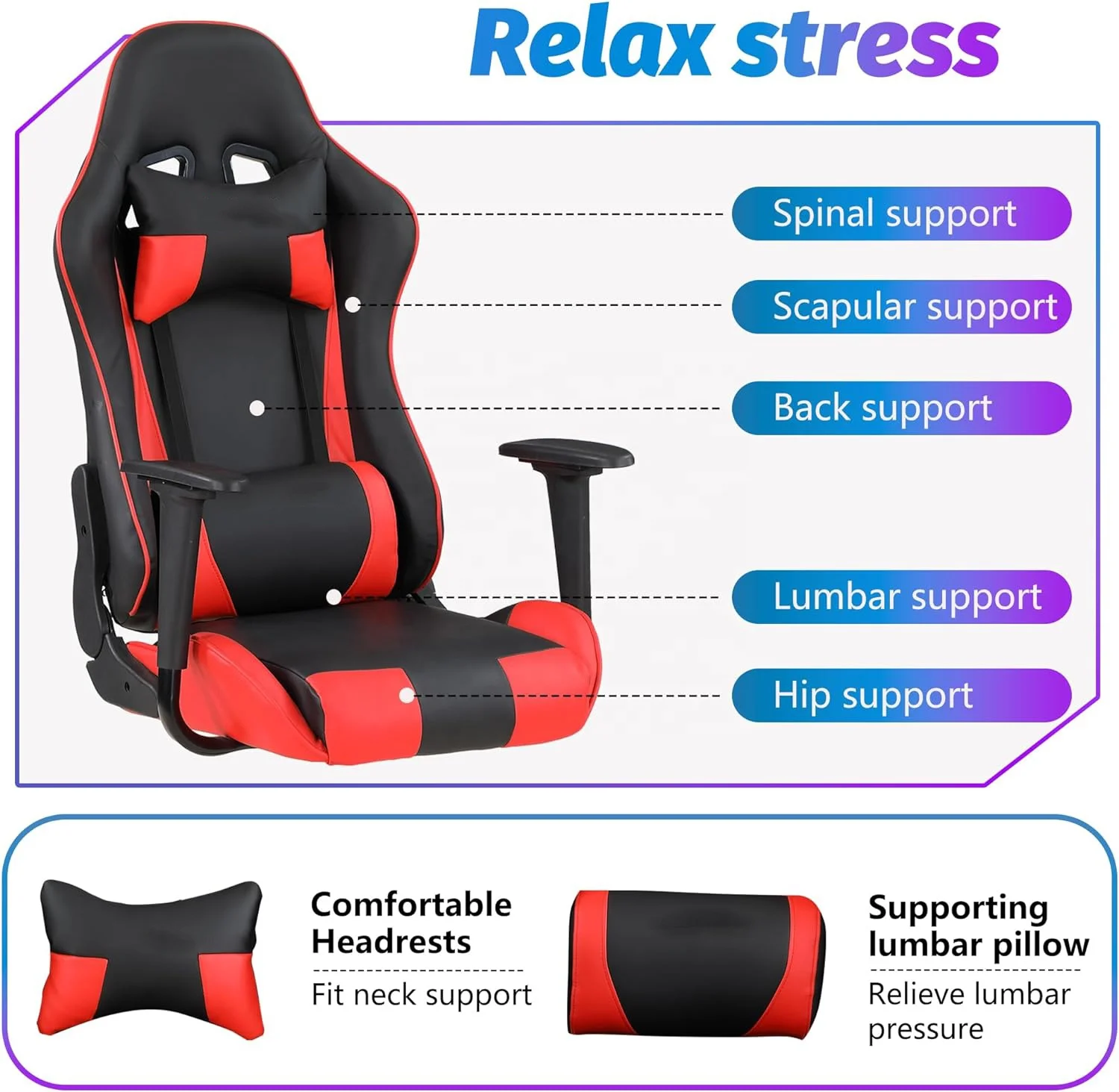 highest quality pvc blue Colombia 2024 cadeira gamer custom logo adjustable recliner office anji gaming chair red black