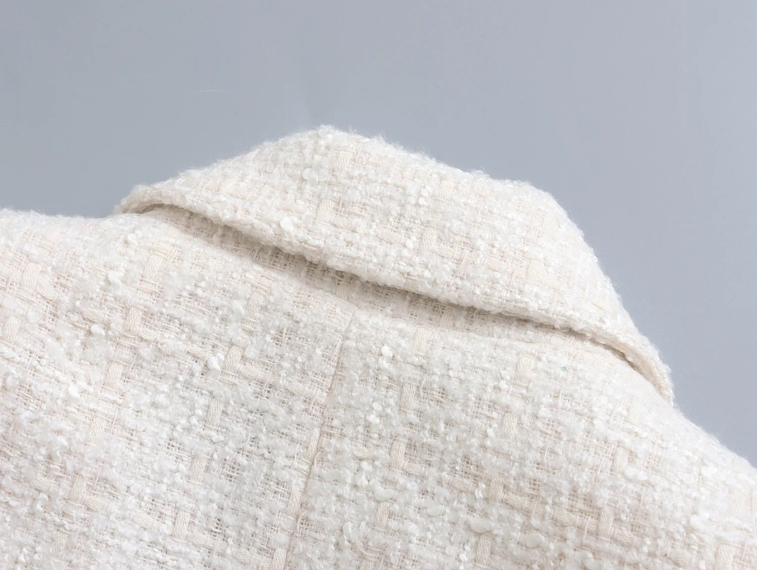 Women Chic Plain Blazeers Double-Breasted Flap Patch Pocket Coat Ladies Elegant Beige Jacket