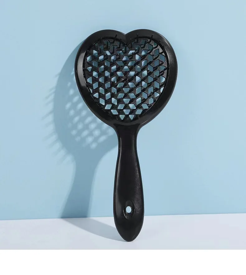 New Arrival Alibab Best Seller Cheap Hair Combe Brush Detangler Hair Styling Hollow Heart Hair Brush Comb Personalized