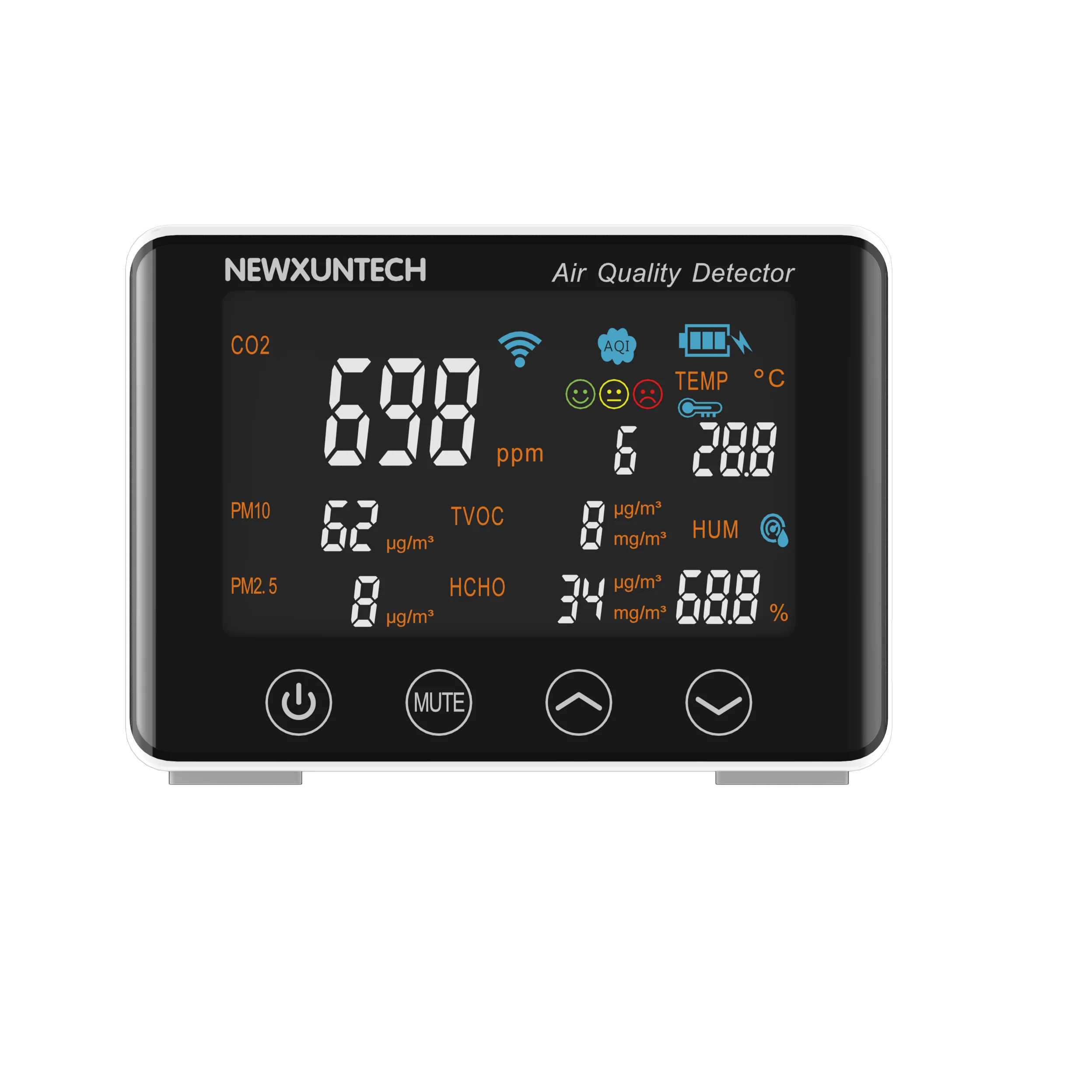 7-in-1 PM2.5 PM10 TVOC HCHO CO2 HUM TEMP Air Quality Monitor Detector